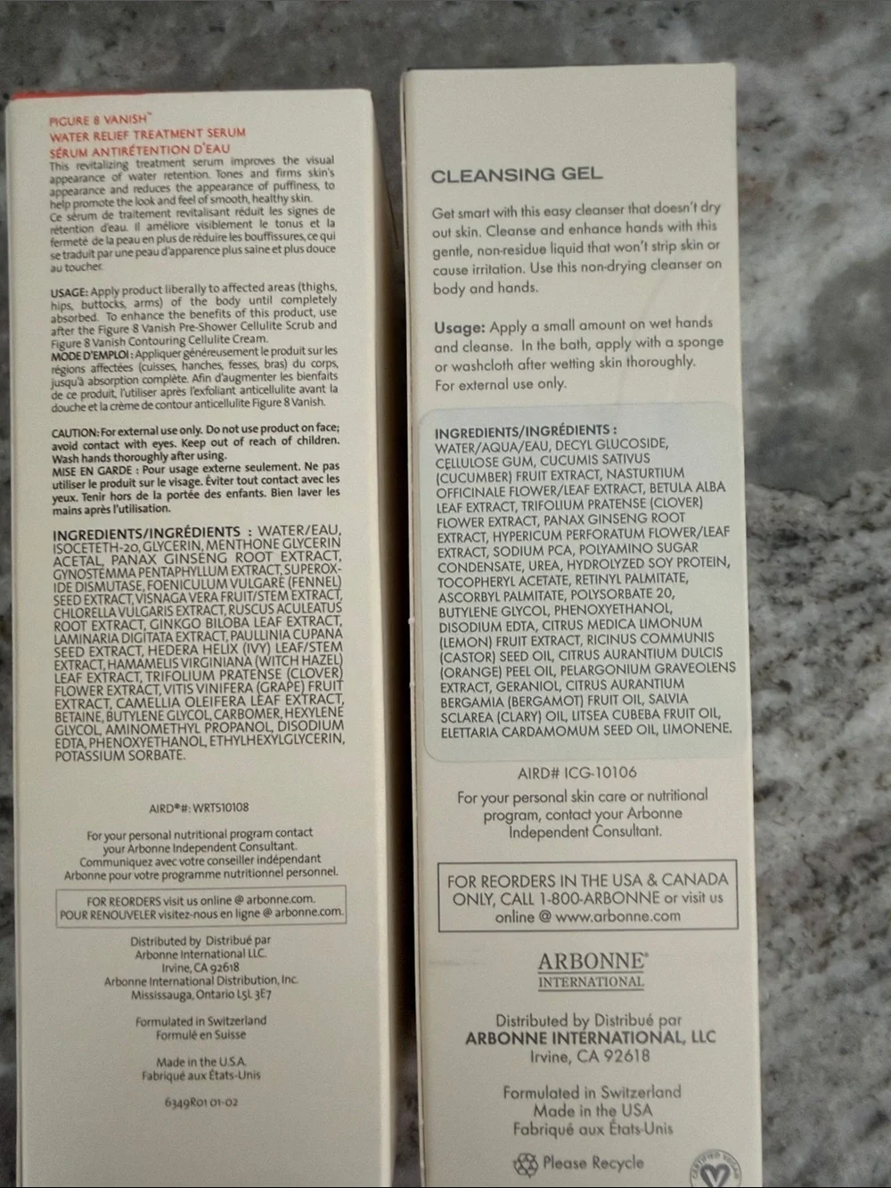 ARBONNE Cleansing Gel and Figure Vanish NWT